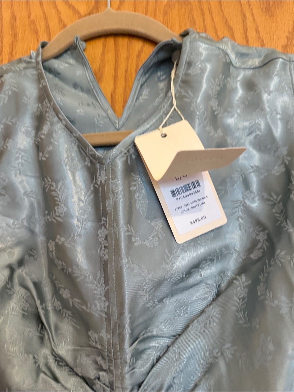 NWT Doen Ginette Dress Dusty Sage Satin V-Neck Maxi Dress - Picture 3 of 7